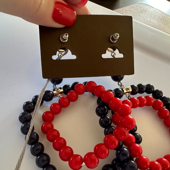 Marni Red and Blue beaded earrings - Picture 2 of 3